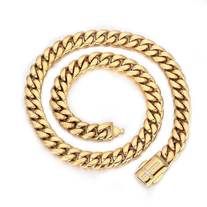 Iced Out Cuban Chain Necklace Stainless Steel Titanium Hip Hop Jewelry for Men | Caratix Jewelry - CaratixJewelry