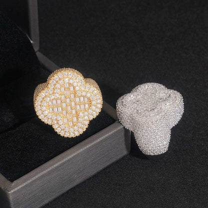 Moissanite Lucky-Motif Hip Hop Ring | 925 Silver Unisex Iced Out Fashion Jewelry - CaratixJewelry