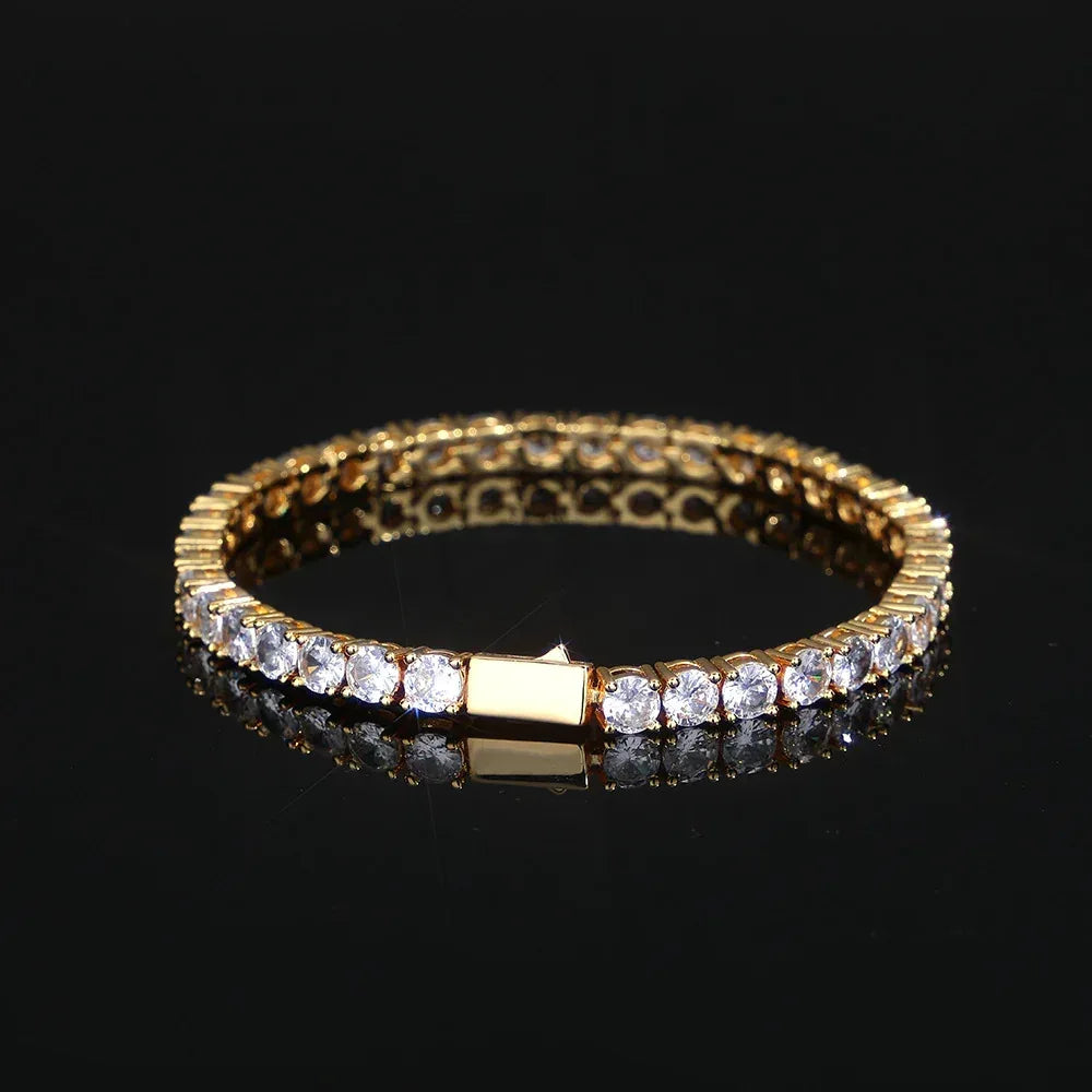 Single Row Zircon Tennis Chain Bracelet with Spring Clasp for Men | Caratix Jewelry - CaratixJewelry