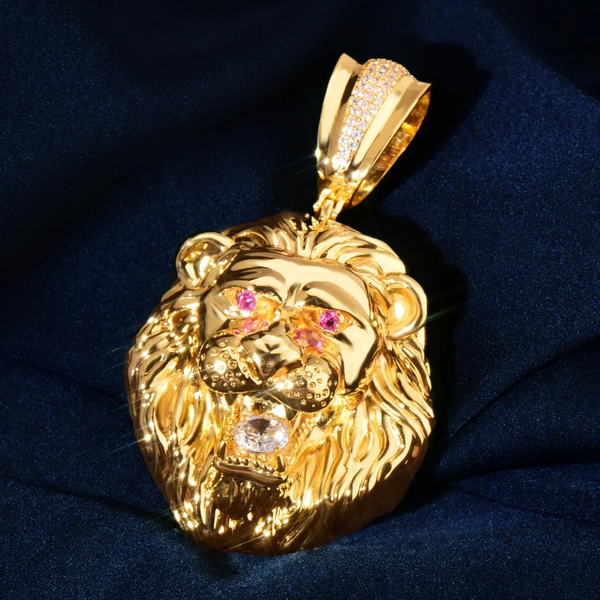 Iced Out Lion Head Pendant Necklace for Men – Solid Copper CZ Hip Hop Jewelry - CaratixJewelry
