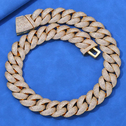 24mm Bubble Cuban Link Moissanite Chain for Men – S925 Sterling Silver Luxury Hip Hop Necklace - CaratixJewelry