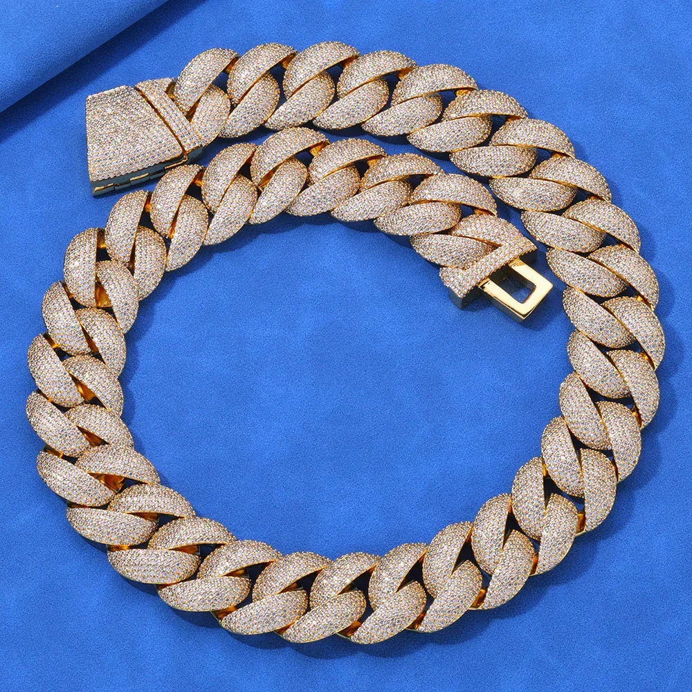 Hip Hop 24mm S925 Silver Bubble Cuban Link Necklace – CZ Stones, Custom Luxury Jewelry for Men | Caratix Jewelry - CaratixJewelry