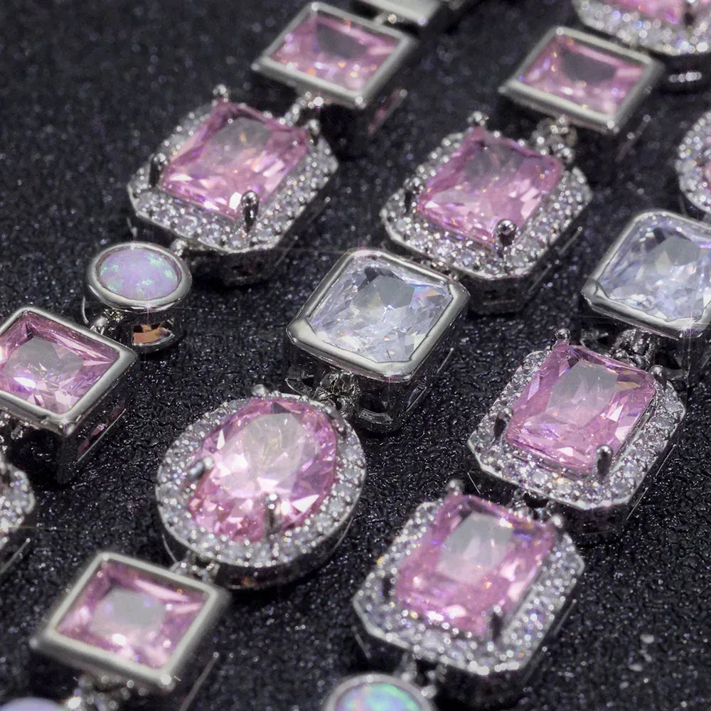 Custom 10mm Pink Zircon & Opal Necklace | Vibrant Rapper Iced Out Chain | Caratix - CaratixJewelry
