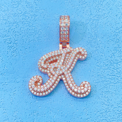 Custom S925 Silver Moissanite Initial Pendant | Iced Out Alphabet Letter | Caratix