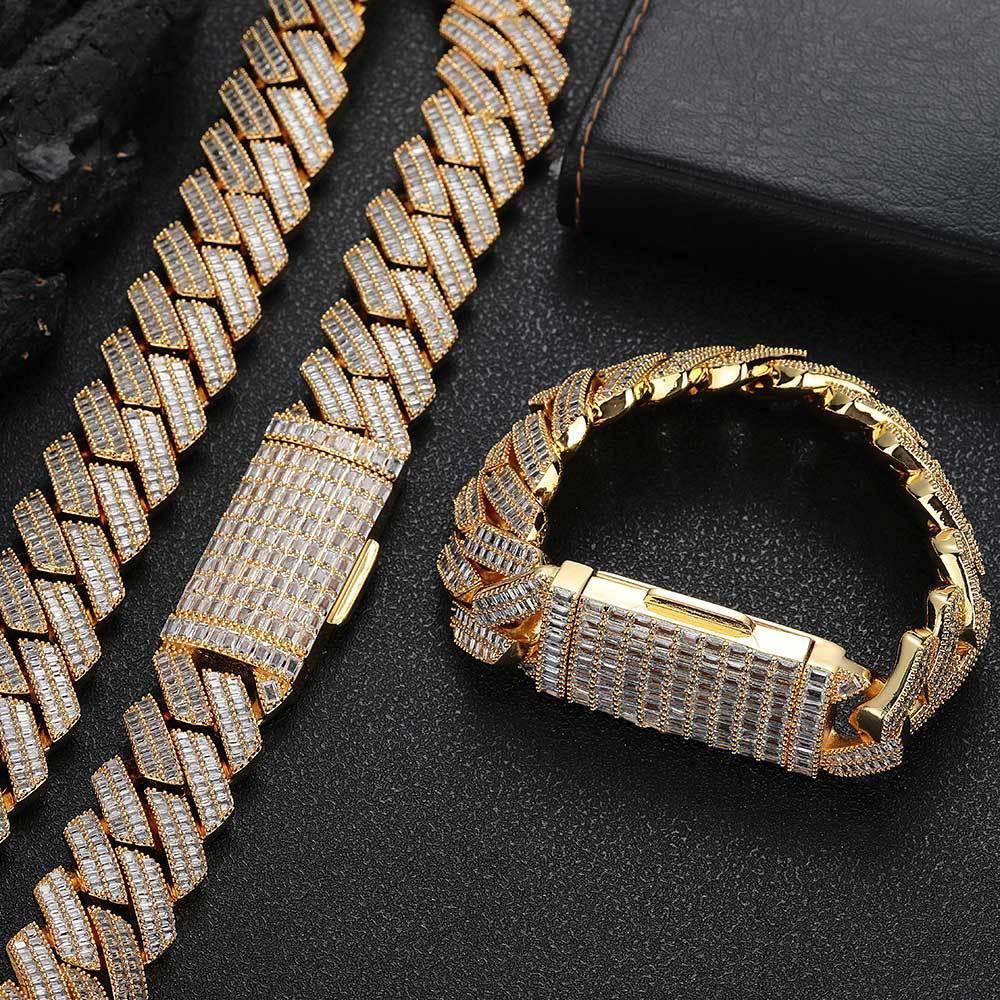 20mm Double-Row T-Bar Moissanite Cuban Link Chain for Men – S925 Sterling Silver Luxury Hip Hop Necklace - CaratixJewelry