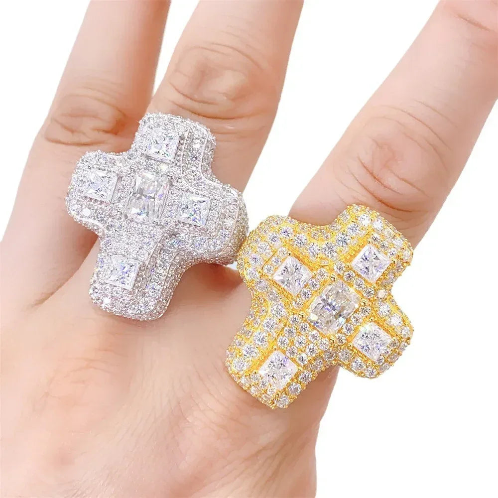 Men’s D-Color VVS Moissanite Ring | S925 Silver Full Iced Out Hip Hop Jewelry - CaratixJewelry