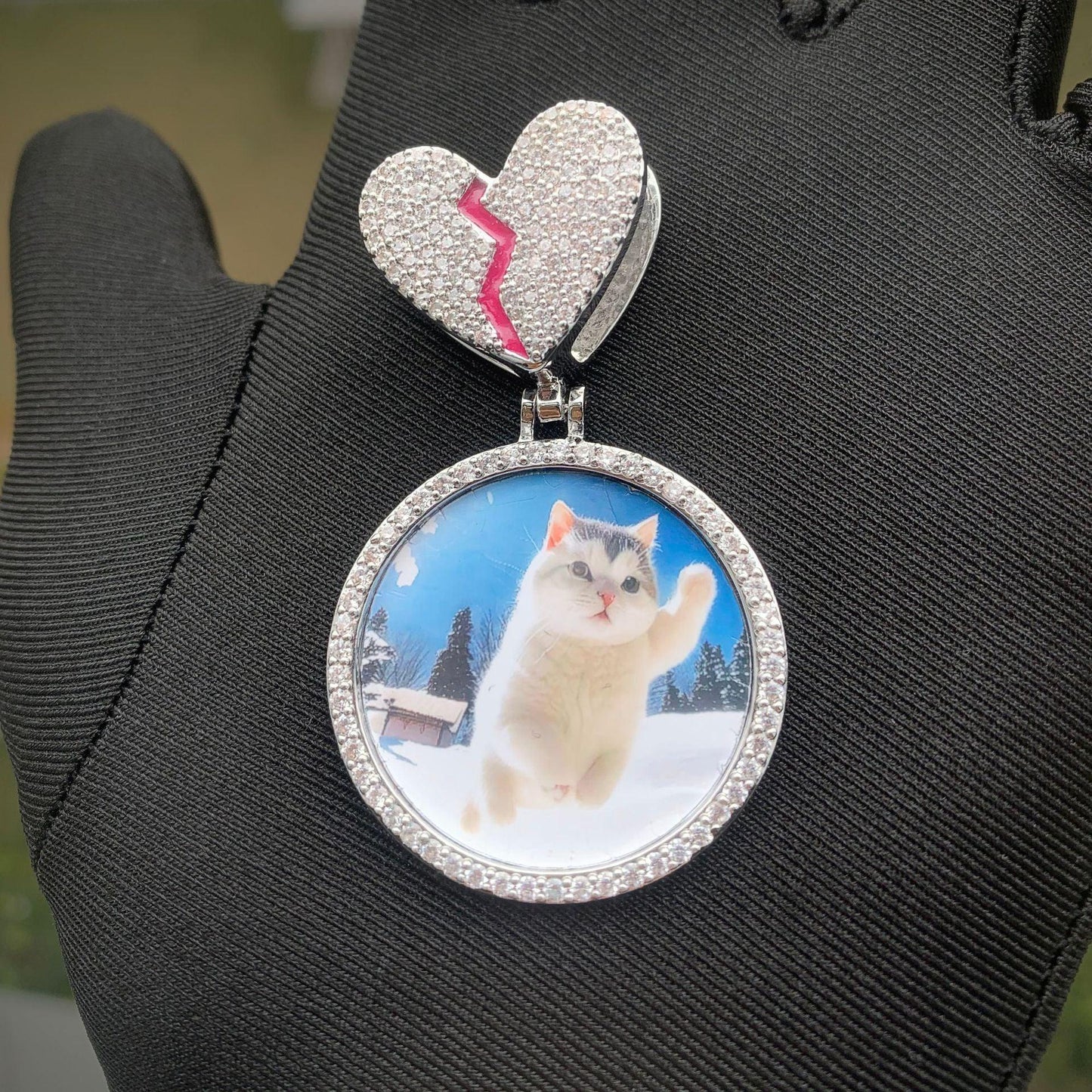 Epoxy Photo Pendant Necklace | Iced Out CZ Custom Picture Hip Hop DIY Jewelry - CaratixJewelry