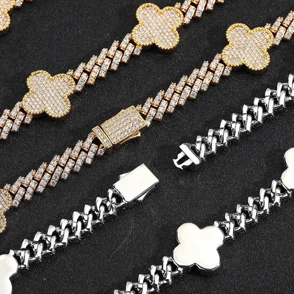 Shape Cuban Chain Zircon Necklace with Spring Clasp for Men | Caratix Jewelry - CaratixJewelry