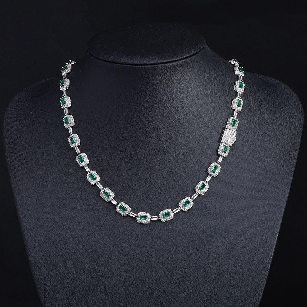 Moissanite Colorful Gemstone Necklace – S925 Sterling Silver Custom Luxury Hip Hop Jewelry - CaratixJewelry