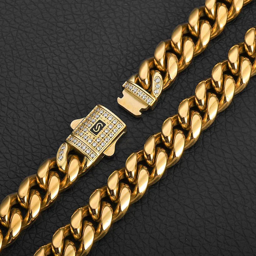 Clasp Cuban Link Bracelet with Polished Stainless Steel - CaratixJewelry