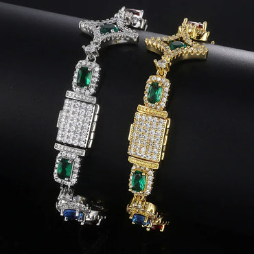 Colorful Gemstone Zircon Bracelet Luxury Hip Hop Jewelry for Men & Women | Caratix Jewelry - CaratixJewelry