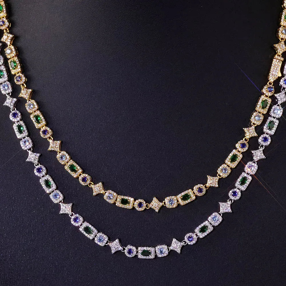 6mm Geometric Color Zircon Hip Hop Necklace Rapper Iced Out Chain Style | Caratix Jewelry - CaratixJewelry