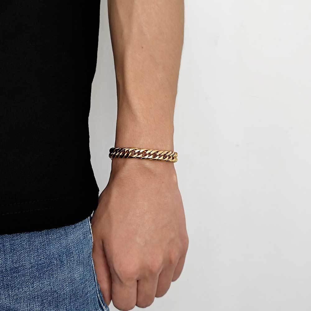 7mm & 9mm Double Weave Cuban Chain Bracelet - CaratixJewelry