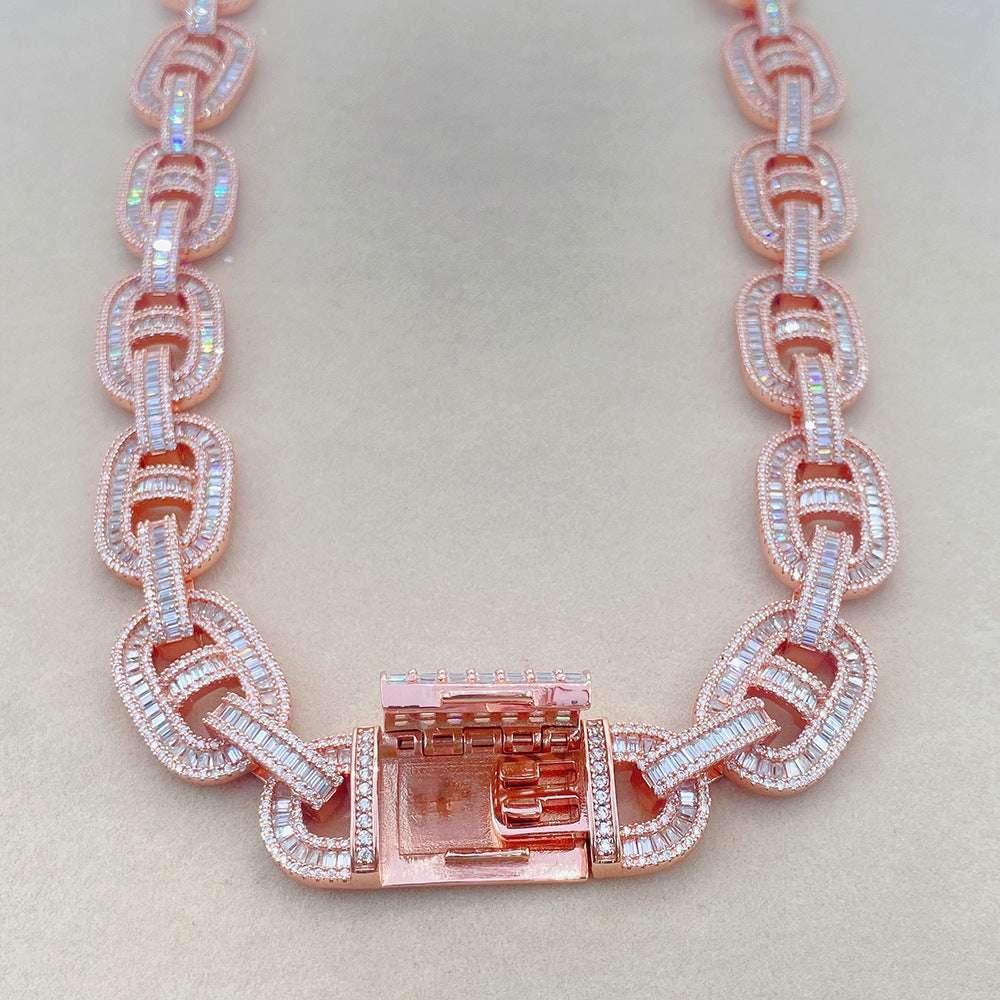 15mm Moissanite Cuban Link Necklace | S925 Silver “Pig Nose” Hip Hop Chain - CaratixJewelry