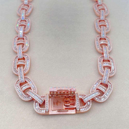 15mm Moissanite Cuban Link Necklace | S925 Silver “Pig Nose” Hip Hop Chain - CaratixJewelry