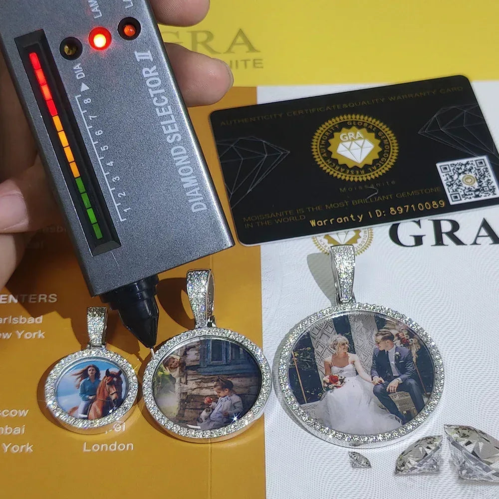 Custom Photo Frame Pendant S925 Silver Moissanite Hip Hop Jewelry for Men | Caratix Jewelry - CaratixJewelry