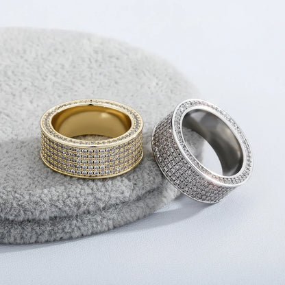 Five-Row Iced Out Band | Unisex Cold Aesthetic Micro-Pave Ring | Caratix