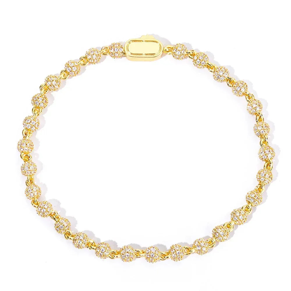 Custom 4mm Fully Iced-Out Round Bead Bracelet | Versatile Rapper Iced Out Chain | Caratix - CaratixJewelry