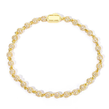 Custom 4mm Fully Iced-Out Round Bead Bracelet | Versatile Rapper Iced Out Chain | Caratix - CaratixJewelry
