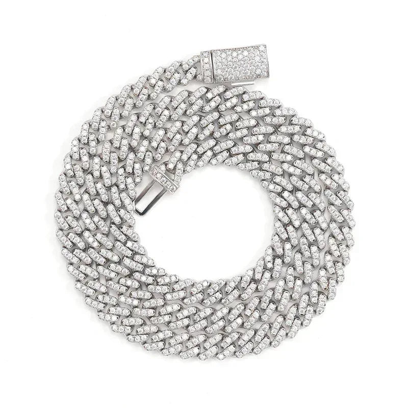 6mm Iced-Out Moissanite Cuban Link Chain – S925 Sterling Silver -Cut Hip Hop Streetwear Necklace - CaratixJewelry