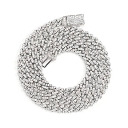 6mm Iced-Out Moissanite Cuban Link Chain – S925 Sterling Silver -Cut Hip Hop Streetwear Necklace - CaratixJewelry