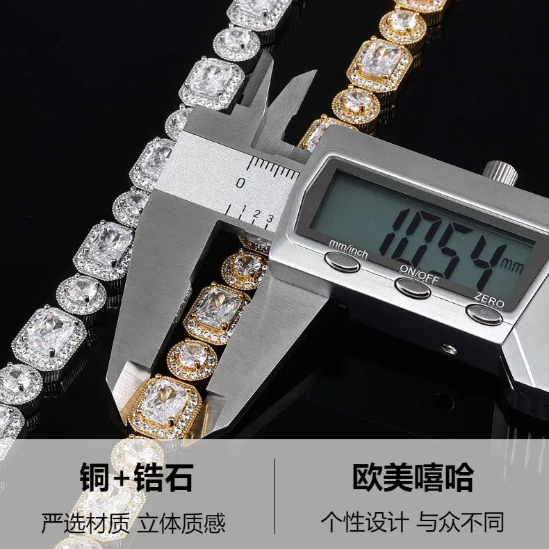 10mm Mixed Link Iced Out Cuban Chain Bracelet with Zircon | Flip Clasp Unisex Trendy Jewelry | Caratix Jewelry - CaratixJewelry