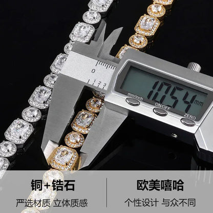 10mm Mixed Link Iced Out Cuban Chain Bracelet with Zircon | Flip Clasp Unisex Trendy Jewelry | Caratix Jewelry - CaratixJewelry