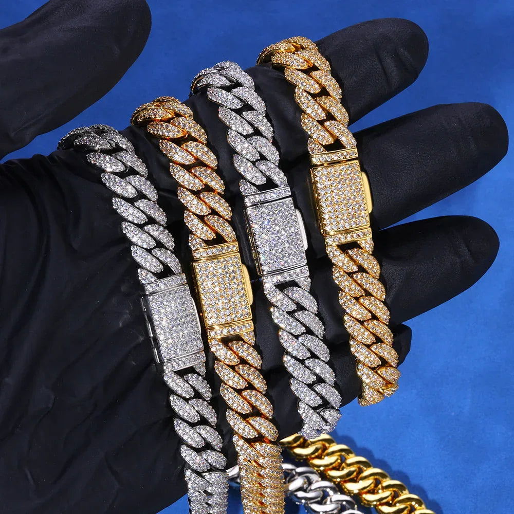 Custom 10mm S925 Silver Cuban Bracelet | Men's Luxury Iced Rapper Chain | Caratix - CaratixJewelry