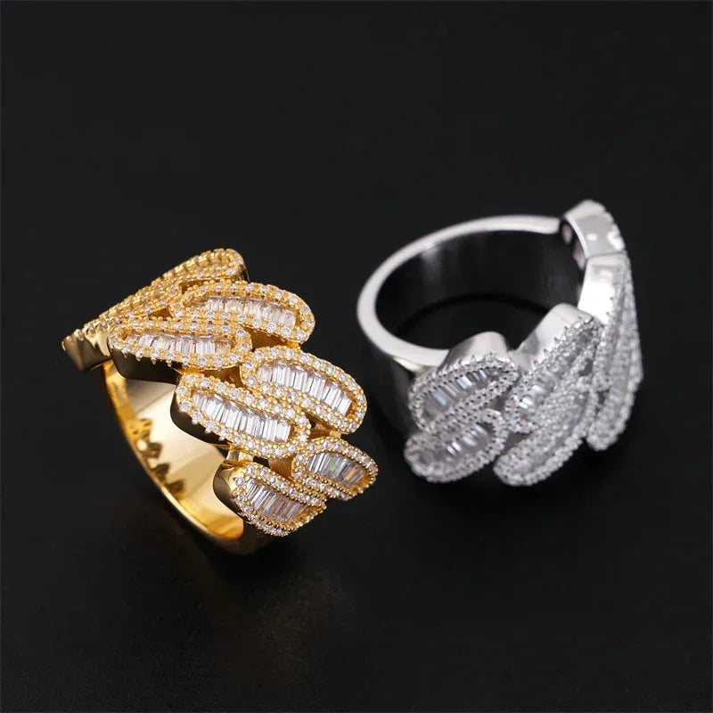 D-Color Step-Cut Moissanite Ring | S925 Silver Unisex Iced Out Hip Hop Jewelry - CaratixJewelry