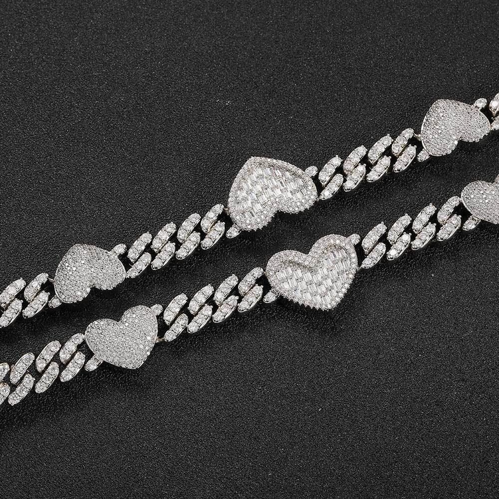Heart Zircon Cuban Chain Choker Necklace Elegant Jewelry - CaratixJewelry