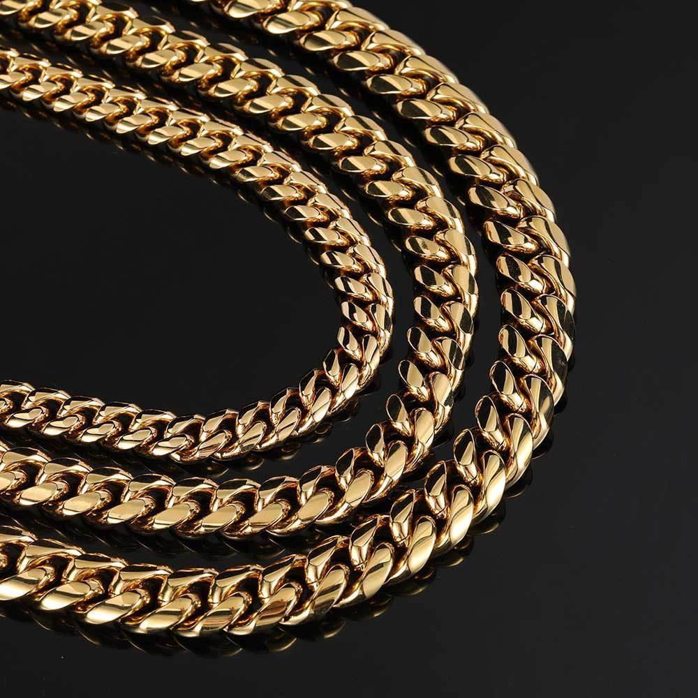 Stainless Steel Cuban Link Necklace with Flip Clasp Polished Hip Hop Jewelry for Men | Caratix Jewelry - CaratixJewelry