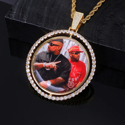 Photo Pendant Necklace Rotating Frame Zircon for Men | Caratix Jewelry - CaratixJewelry