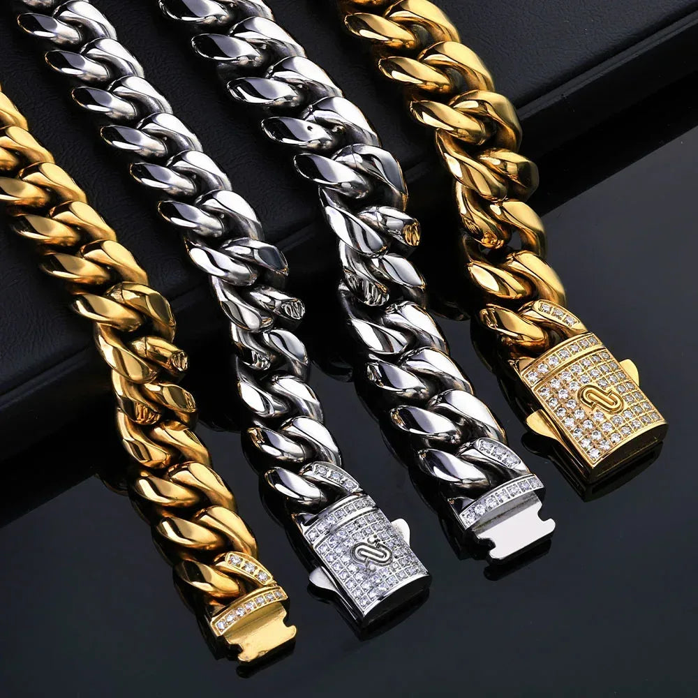 Custom Round-Polished Cuban Link with Clasp | High-End Rapper Iced Out Chain | Caratix - CaratixJewelry