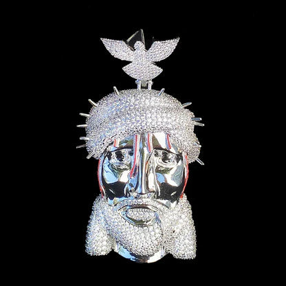 Luxury Oversized Jesus & Pigeon Pendant for Men | Hip Hop Iced Out Dove Medallion | Premium Copper CZ Jewelry | 2026 Senior Sense Bling | Caratix - CaratixJewelry