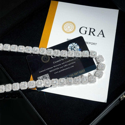 10mm D-Shape Moissanite Cuban Link Necklace | S925 Silver Iced Out Chain - CaratixJewelry