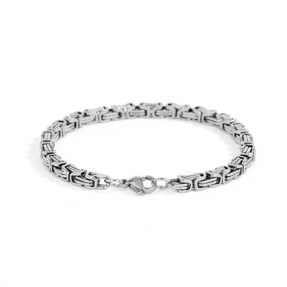 4mm Byzantine Chain Stainless Steel Bracelet with 18K Gold for Men | Caratix Jewelry - CaratixJewelry