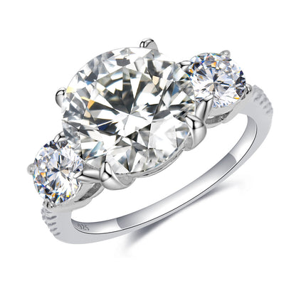 Large 4 Carat Moissanite Ring S925 Silver | 10mm D Color VVS1 Solitaire | Caratix