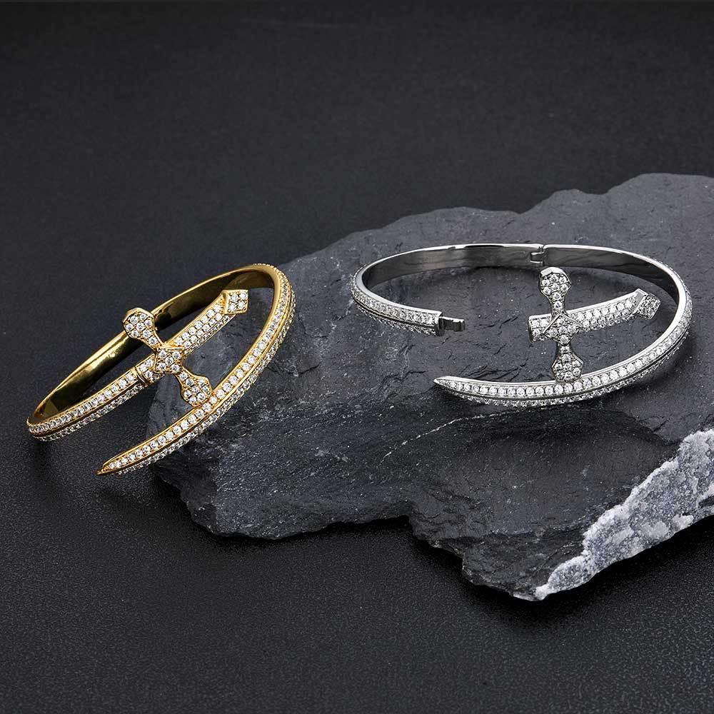 Justice Sword Cross Bracelet with Zircon Stones for Men | High-End Hip Hop Jewelry | Caratix Jewelry - CaratixJewelry