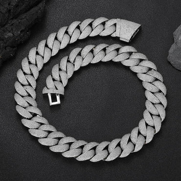 24mm Cuban Chain Necklace with Micro-Pave Zircon - CaratixJewelry