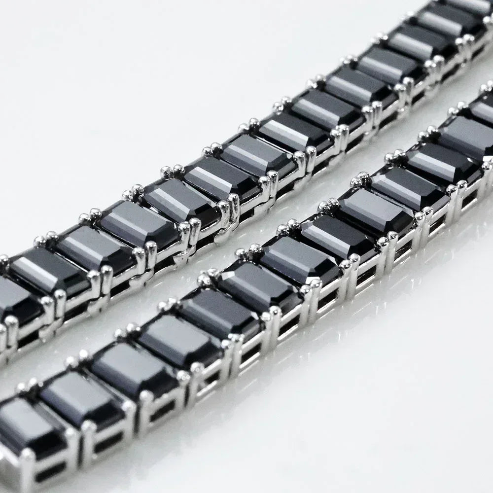 6mm Rectangular Moissanite Tennis Chain Necklace for Women – S925 Sterling Silver Luxury Hip Hop Jewelry - CaratixJewelry
