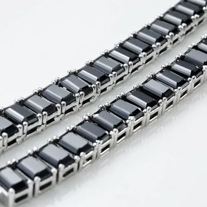 6mm Rectangular Moissanite Tennis Chain Necklace for Women – S925 Sterling Silver Luxury Hip Hop Jewelry - CaratixJewelry