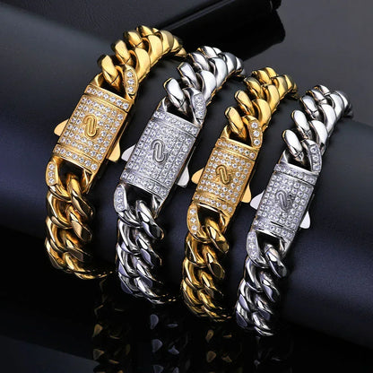 Custom Stainless Steel Round-Polished Cuban Bracelet Caratix - CaratixJewelry
