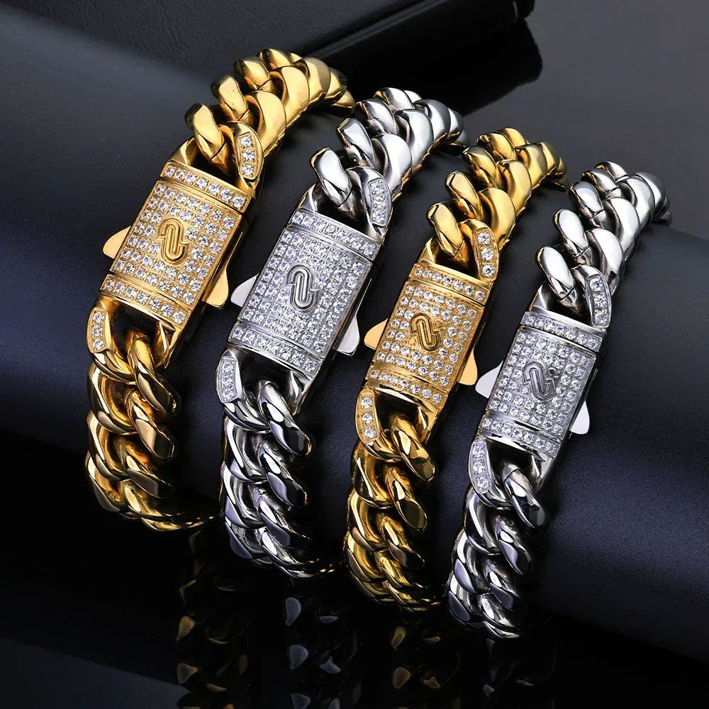 Custom Stainless Steel Round-Polished Cuban Necklace | Clasp Hip Hop Bling | Caratix - CaratixJewelry