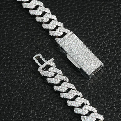 10mm Iced-Out Moissanite Cuban Link Bracelet/Necklace – S925 Sterling Silver -Cut Hip Hop Streetwear Jewelry - CaratixJewelry