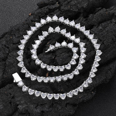 6mm Heart Pendant Tennis Chain Necklace Zircon Hip Hop Jewelry Rapper Iced Out Chain | Caratix Jewelry - CaratixJewelry