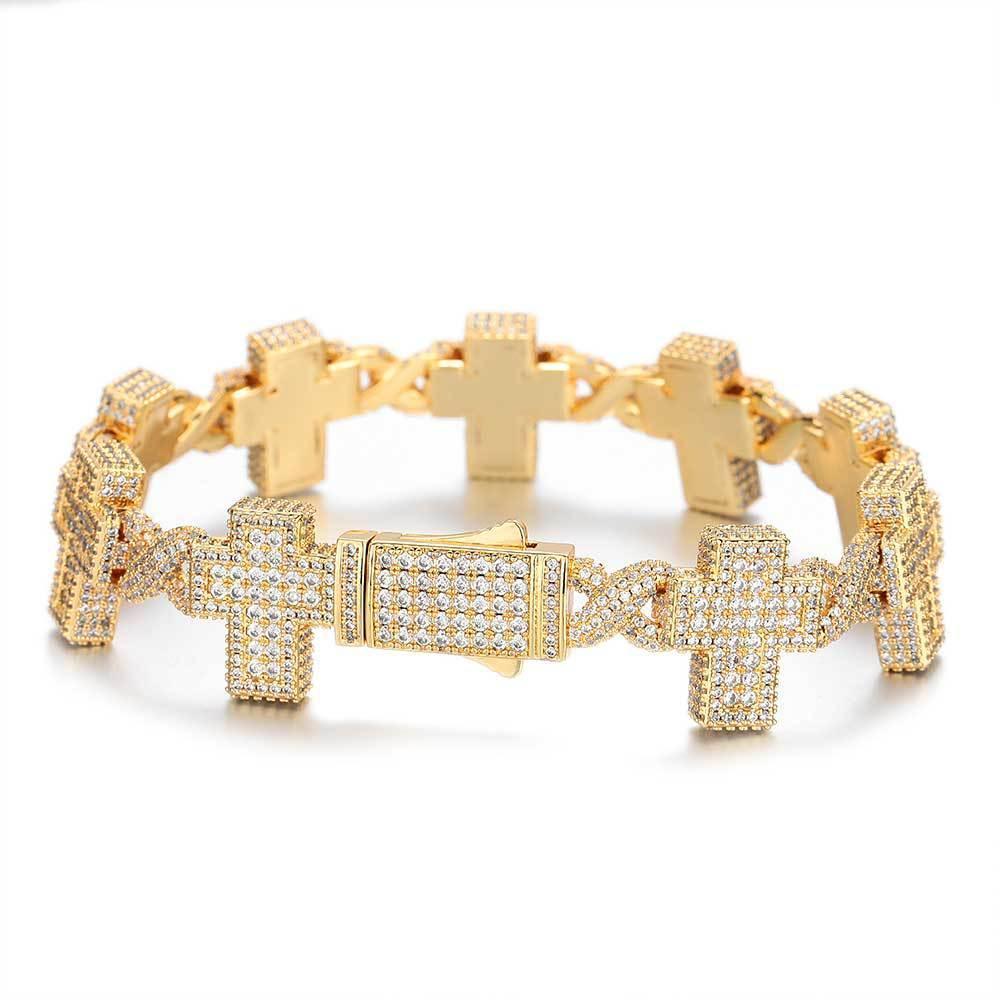 Iced Out Infinity Cross Bracelet Zircon Rapper Iced Out Chain Style for Men | Caratix Jewelry - CaratixJewelry
