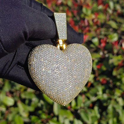 Iced Out Big Heart Pendant Cuban Chain Necklace – Hip Hop CZ Heavy Luxury Jewelry - CaratixJewelry