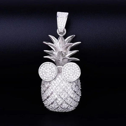 Iced Out 'Cool Pineapple' with Glasses Pendant | Men's Tropical Hip Hop Fruit Necklace | Premium Copper CZ Swag Jewelry | Summer Vacation Bling | Caratix - CaratixJewelry