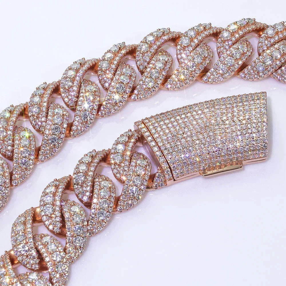 22mm Bubble Moissanite Cuban Link Chain – Custom S925 Sterling Silver Iced-Out Hip Hop Men’s Luxury Streetwear Necklace - CaratixJewelry