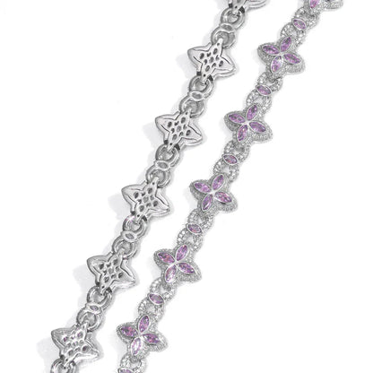 Iced Out Figure 8 Cuban Chain Necklace Zircon Floral Charm Bling Jewelry | Caratix Jewelry - CaratixJewelry